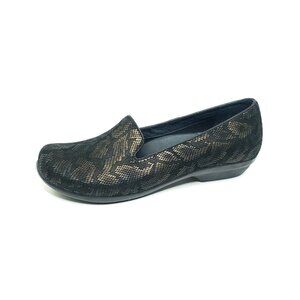 Dansko Olivia Loafer Leather Snakeskin Print Black Bronze Women EU 41/US 10.5-11